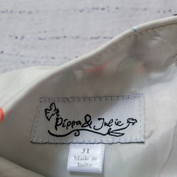 Pippa & Julie Size 3T Floral Off-White Lined Party Dress Flower Sleeveless Twee - Picture 4 of 7